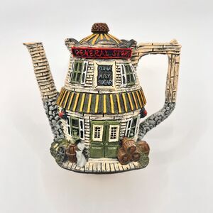 Hometown Teapot Cottages General Store figurine brown green 4 ins high